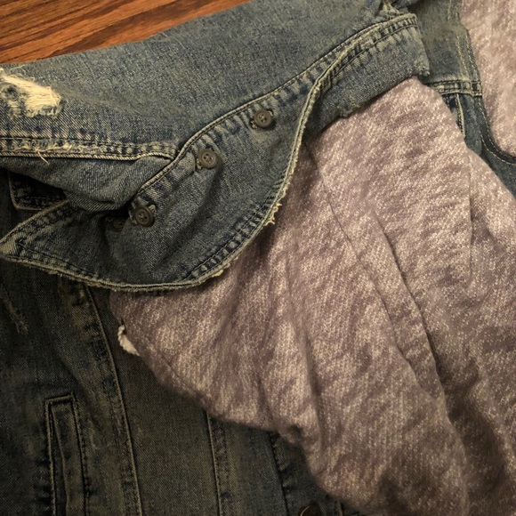 Free People Knit Hooded Denim Jacket (Medium) - Picture 4 of 5